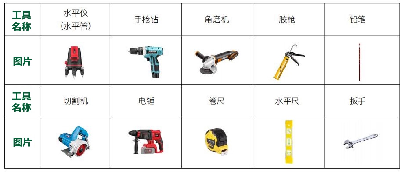 吊柜安裝所需工具