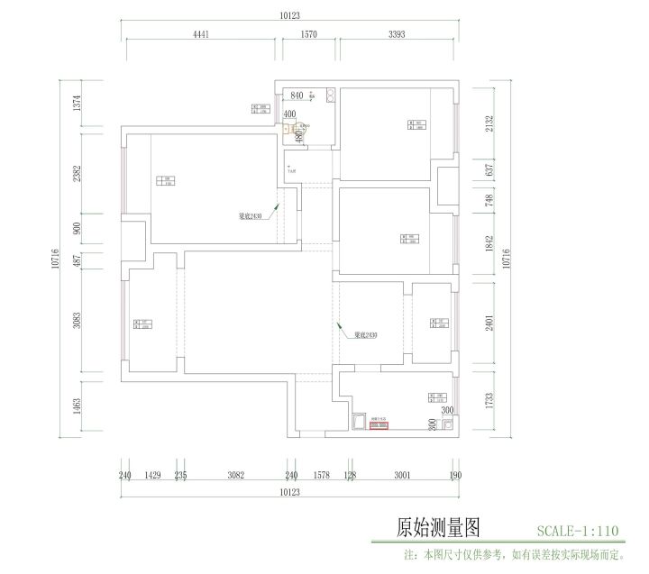 西安110平三室两厅的硬装设计图纸-2