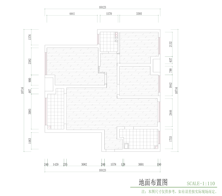 西安110平三室兩廳的硬裝設計圖紙-5