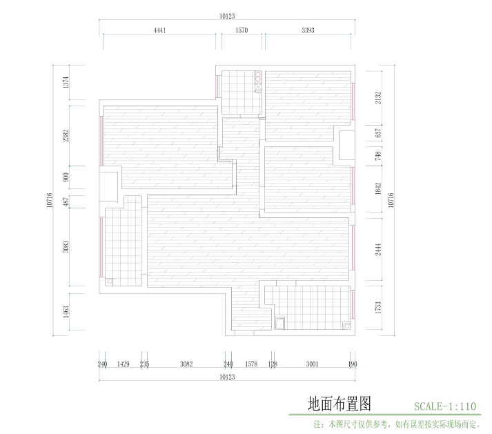 西安110平三室两厅的硬装设计图纸-5