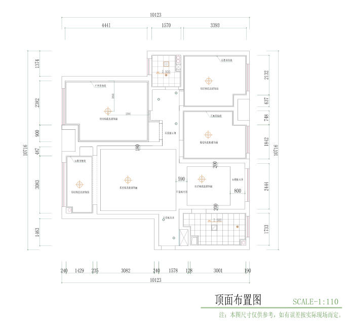 西安110平三室兩廳的硬裝設計圖紙-6
