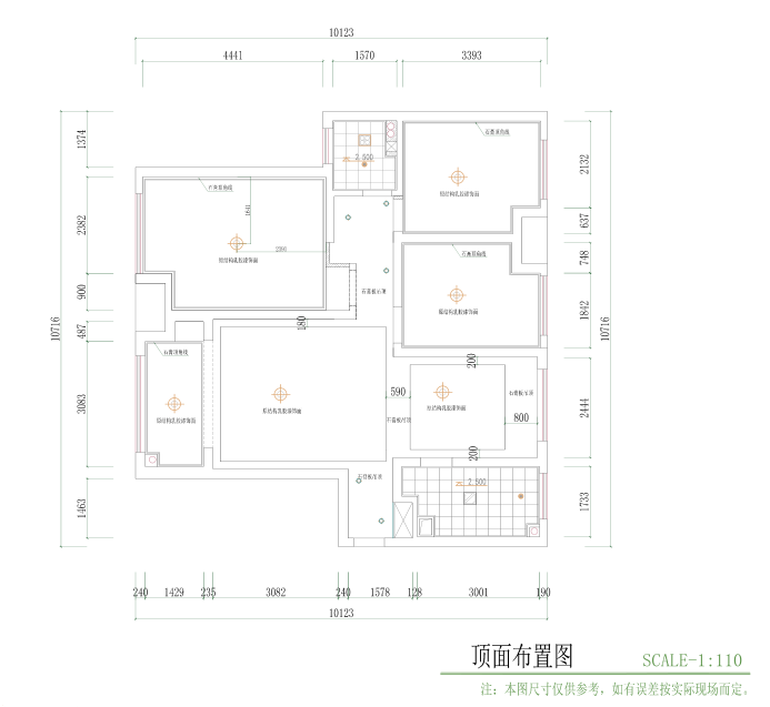 西安110平三室两厅的硬装设计图纸-6