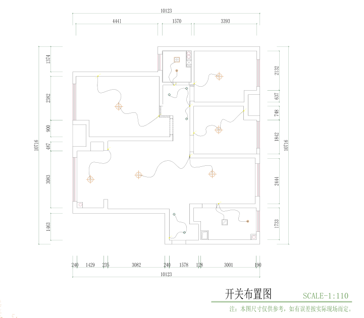 西安110平三室两厅的硬装设计图纸-7